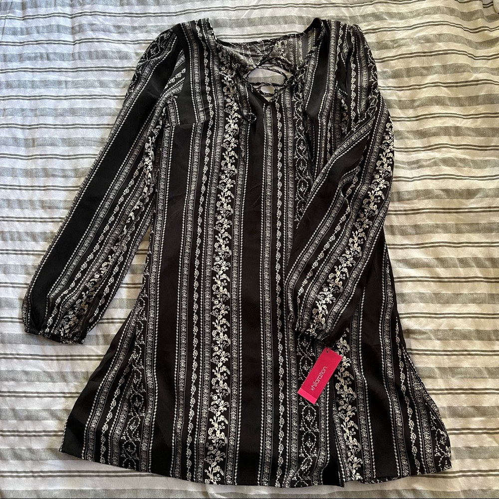 Black & White Long Sleeve Dress